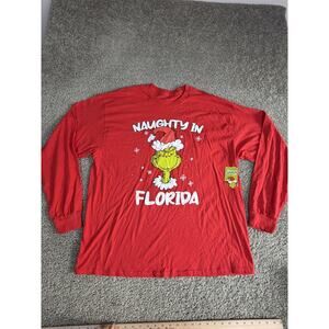 The Grinch Shirt Mens 2XL Red Naughty In Florida Christmas Long Sleeve Tee Top